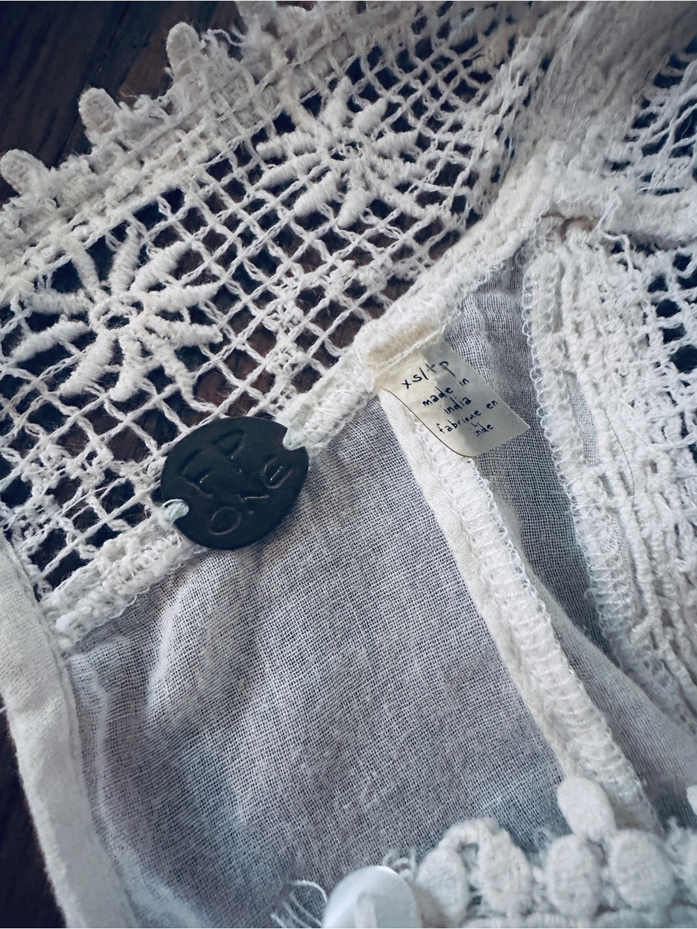 Free People Cream Lace-Inset Victorian High-Neck Blouse - Picture 2 of 7